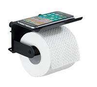 NIKE Wenko Classic Plus 23885100 Toilet Roll Holder with Shelf Rust Protection Steel 14 x 10 x 14 cm Black