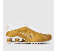 Nike White & Gold Shox R4 Youth Trainers UK 4 (EU 36½)