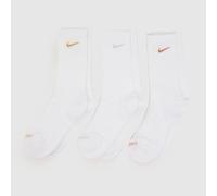 Nike White Multi Everyday Plus Crew Socks 3PK UK 8-11