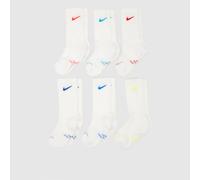 Nike White Multi Kids Crew Socks 6PK UK 2-4.5