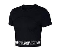 Nike Women Pro Crop Top - Black/Black/White, X-Large