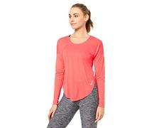 Nike Women W NK CITY SLEEK TOP LS Long Sleeved T-shirt - Ember Glow/Reflective Silver, Small