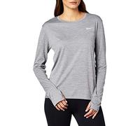 Nike Women W Nk Miler Top LS Long Sleeved T-Shirt - Gunsmoke/Htr/(Reflective Silv), Small