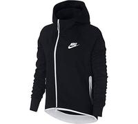 Nike Women W Nsw Tch Flc Cape Fz Sweatshirt - Black/White, 2X-Large