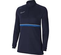 Nike Women's Academy 21 Drill Top Training Sweatshirt, womens, CV2653-453, Obsidian/White/Royal Blue/White, XS