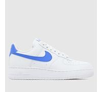 Nike Women's Air Force 1 Trainers in White & Blue, Logo Detail, Size: 5 UK 5 (EU 38½)