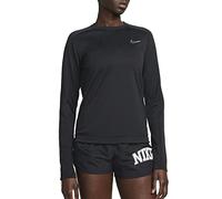 NIKE Women's dri-fit-Swoosh-Run Long Sleeve T-Shirt, Black/White, L