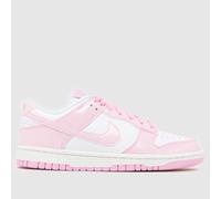 Nike Women's Dunk Low Trainers in White & Pink, Logo Detail, Patent Leather, Size: 4 UK 4 (EU 37½)