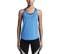 NIKE Women's Elastika Keyhole VNR Tank Top - Light Photo Blue/Heather/Photo Blue, Large