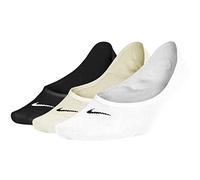 NIKE Women's Everyday Lightweight Footie No show Socks 3 Pair , Black Beige White, M
