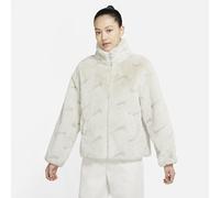 Nike Women's Faux Fur Aop Swoosh Jacket, Light Bone/Light Iro, XL