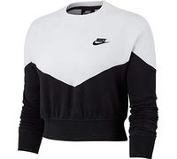 Nike Women's Fleece Crew Sportswear Heritage, Black/White, Small