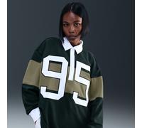 Nike Women's Long-Sleeve Graphic Polo Top - Green - Cotton/Polyester M (UK 12-14)