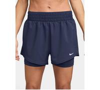 Nike Women's One Dri-FIT 2-in-1 Shorts - Midnight Navy/White - Blue - Size: Small