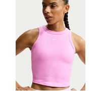Nike Women's One Fitted Dri-FIT Cropped Tank Top - Pink Rise/White - Size: XL