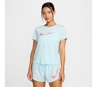 Nike Women's One Swoosh Hybrid Dri-Fit SS T-Shirt, Glacier Blue/Aster Pink, XS