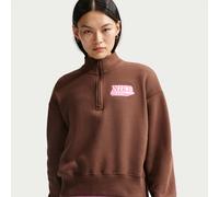 Nike Women's Oversized 1/4-Zip Fleece Top - Brown - Cotton/Polyester S (UK 8-10)