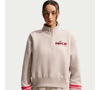 Nike Women's Oversized 1/4-Zip Fleece Top - Brown - Cotton/Polyester S (UK 8-10)