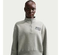 Nike Women's Oversized 1/4-Zip Fleece Top - Grey - Cotton/Polyester XL (UK 20-22)