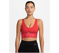 Nike Women's Pro Indy Plunge Medium-Support Sports Bra - Light Crimson/Ember Glow/White - Red - Size: Medium