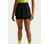 Nike Womens Running Dri-FIT Mesh 2 In 1 Shorts, Black/Reflective Silv, Size Xl, Women Black/Reflective Silv