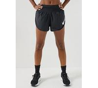 Nike Womens Running Dri-FIT Mid Rise Shorts, Black/Reflective Silv/White, Size S, Women Black/Reflective Silv/White