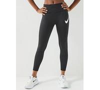Nike Women's W Nk Df Tempo Hr 7/8 Tgt Swhbr Leggings, Black/Reflective Silv/White, M