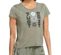 Nike Womens Running Shirt S Green Dri Fit Icon Clash Top CU3040-380