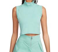 Nike Womens Sleeveless Mint Green Cropped Top - Blue Cotton - Size Large