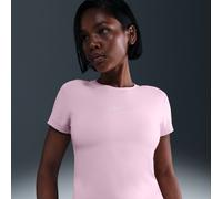Nike Women's Slim Cropped Top - Pink - Polyester/Elastane L (UK 16-18)