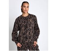 Nike Women's Sportswear Phoenix Fleece Oversized Printed Sweatshirt - Black/Ironstone/Black - Size: Large