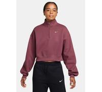 Nike Womens Studio Fleece Oversized 1/4 Zip Sweatshirt, Pink Smoke/Sail, Size Xl, Women Pink Smoke/Sail