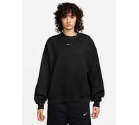 Nike Womens Studio Fleece Oversized Crew Sweatshirt, Black/Sail, Size S, Women Black/Sail