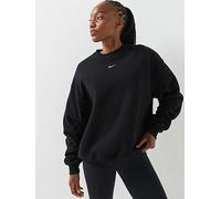 Nike Womens Studio Fleece Oversized Crew Sweatshirt, Black/Sail, Size Xs, Women Black/Sail