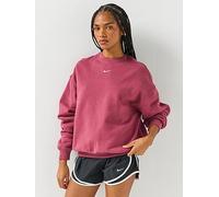 Nike Womens Studio Fleece Oversized Crew Sweatshirt, Pink Smoke/Sail, Size S, Women Pink Smoke/Sail