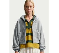 Nike Womens Studio Fleece Oversized Crop Full Zip Hoodie, Dk Grey Heather/Sail, Size Xl, Women Dk Grey Heather/Sail