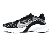 NIKE Women's SuperRep Go 3 Flyknit Next Nature Sneaker, Black Metallic Silver White, 7.5 UK