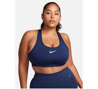 Nike Women's Swoosh Medium Support Sports Bra - Midnight Navy/White - Blue - Size: Large