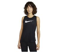 NIKE Women's Swoosh Run Shirt, Black/Reflective Silv, M UK