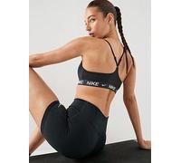 Nike Womens Training Dri-FIT Indy Light Support Sports Bra, Black/Black/White, Size L, Women Black/Black/White