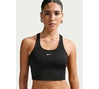 Nike Womens Training Medium Support Cropped Sports Bra Tank, Black/Black, Size Xl, Women Black/Black