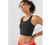 Nike Womens Training Medium Support Cropped Sports Bra Tank, Black/Black, Size Xs, Women Black/Black