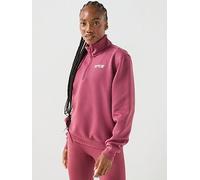 Nike Womens Training Studio Fleece Logo Funnel Neck Sweatshirt, Pink Smoke/Mystic Dates/White, Size M, Women Pink Smoke/Mystic Dates/White