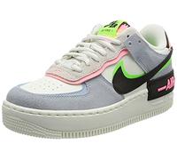 Nike Women's W Af1 Shadow Basketball Shoe, Sail Black Sunset Pulse Lt Armory Blue Electric Green Sail, 4.5 UK