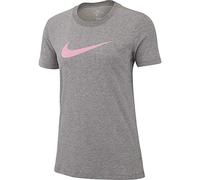 Nike Women's W NK DRY TEE DFC CREW T-Shirt, Carbon Heather/Pink Rise, X-Large