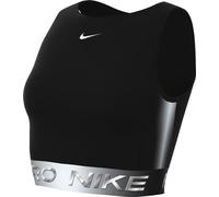 NIKE Women's W Np Df Crop Tank Shine Short top, Black/Metallic Silver, S