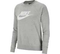 NIKE Women's W Nsw Essntl Crew Flc Hbr Long Sleeved T shirt, Dk Grey Heather/(White), L