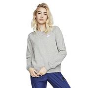 NIKE Women's W Nsw Essntl Crew Flc Long Sleeved T shirt, Dk Grey Heather/(White), L UK