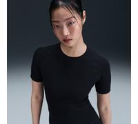 Nike Zenvy Rib Women's Dri-FIT Short-Sleeve Top - Black - Nylon/Elastane XXL (UK 24-26)