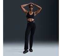 Nike Zenvy Rib Women's High-Waisted Flared Leggings - Black - Nylon/Elastane XXS